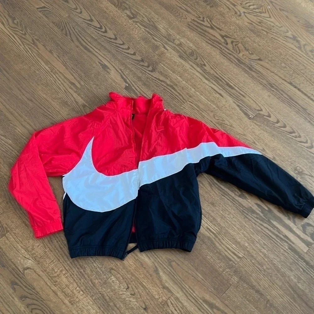 Nike Big Swoosh Woven Red/Black/White Jacket Men’s size Small - Picture 5 of 12
